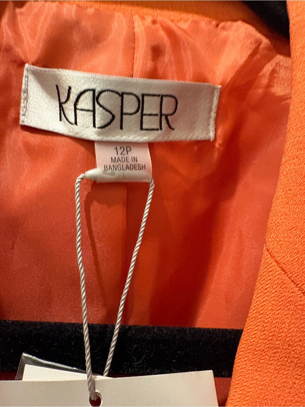 Kasper Petite 12P NWT Orange One-Button Blazer Gold Zip Pocket Career Jacket - Picture 5 of 7